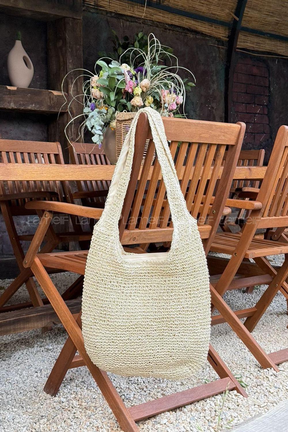 Lamelif Hasır Omuz Kadın Çantası