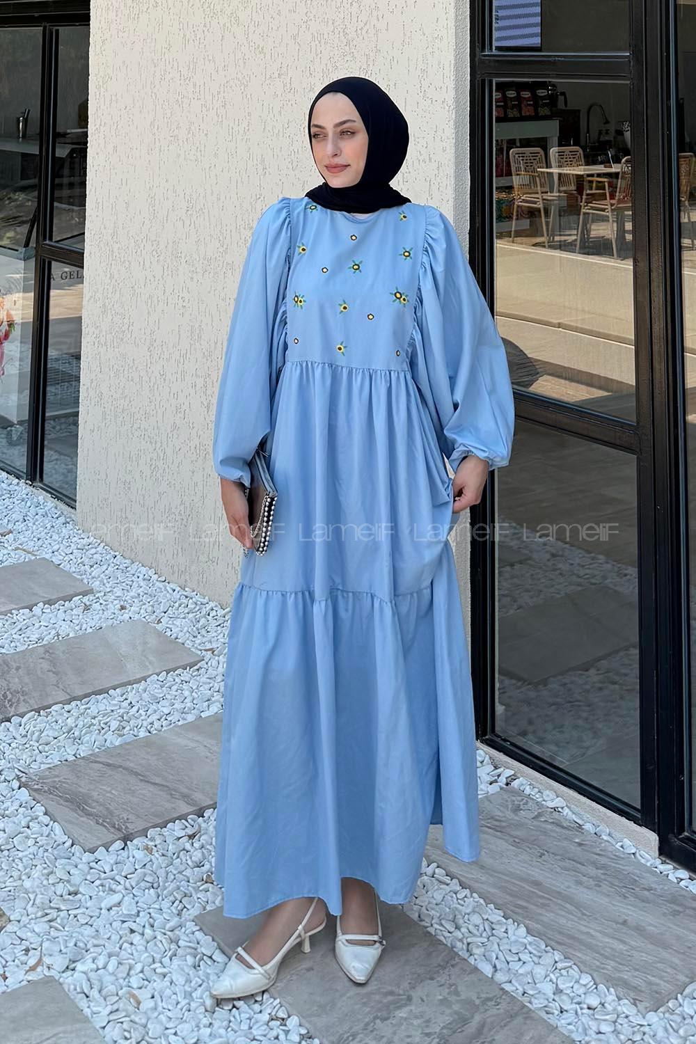 Lamelif Elica Tesettür Elbise Bebe Mavisi