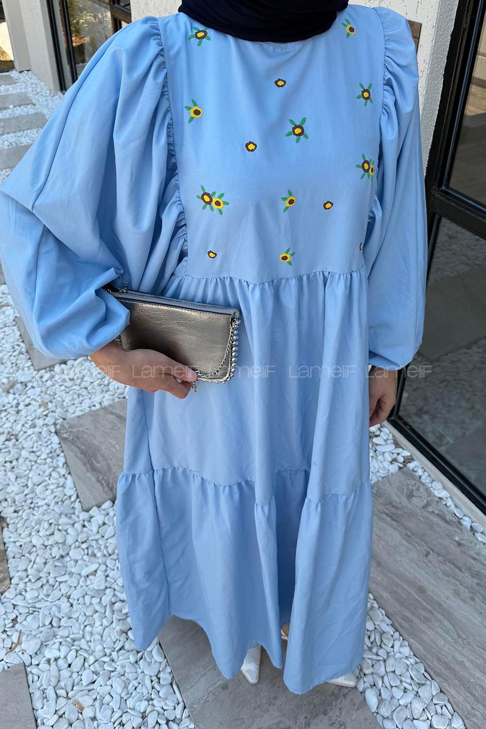 Lamelif Elica Tesettür Elbise Bebe Mavisi