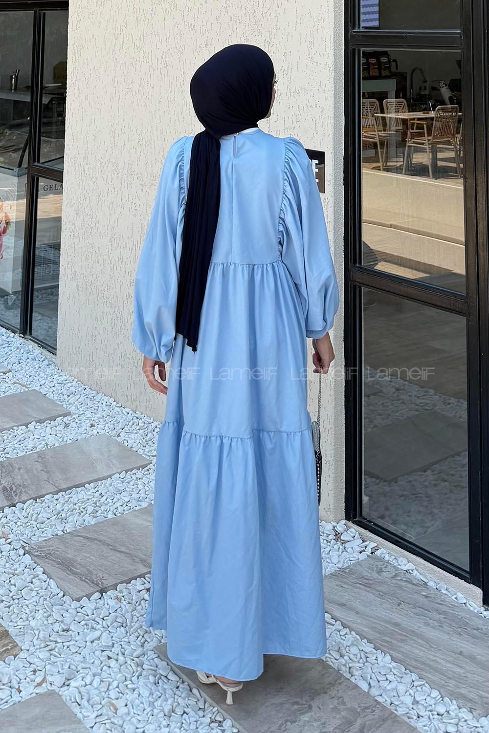 Lamelif Elica Tesettür Elbise Bebe Mavisi