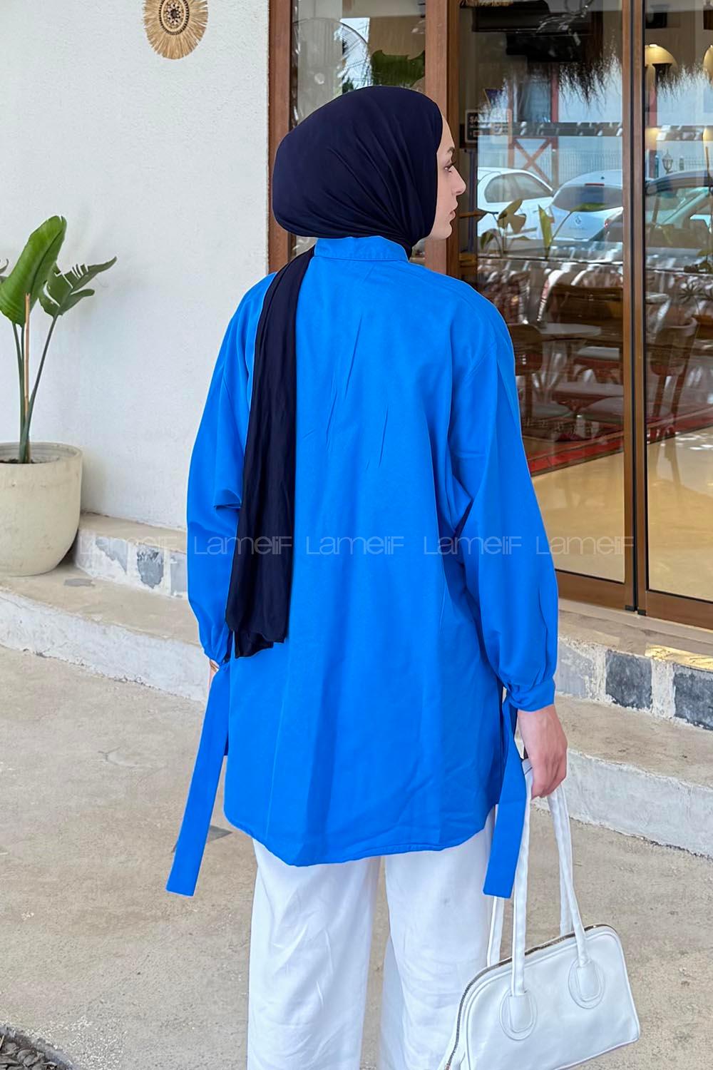 Saxe Shirt Collar Long Arm Cotton Shirt