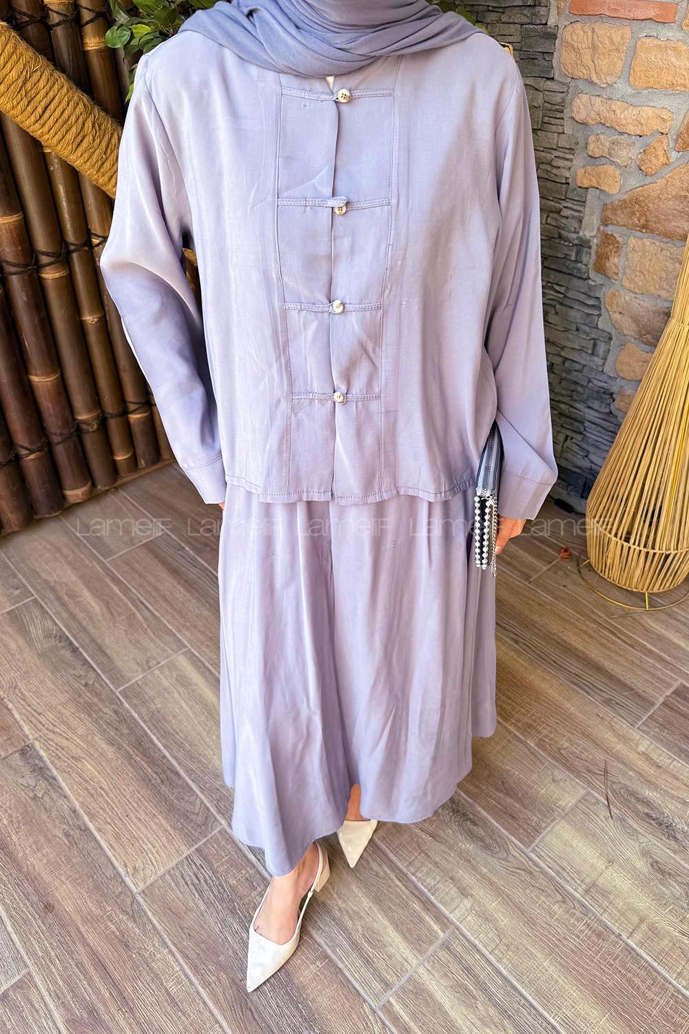 Lamelif Modal Etek - Bluz İkili Takım Gri