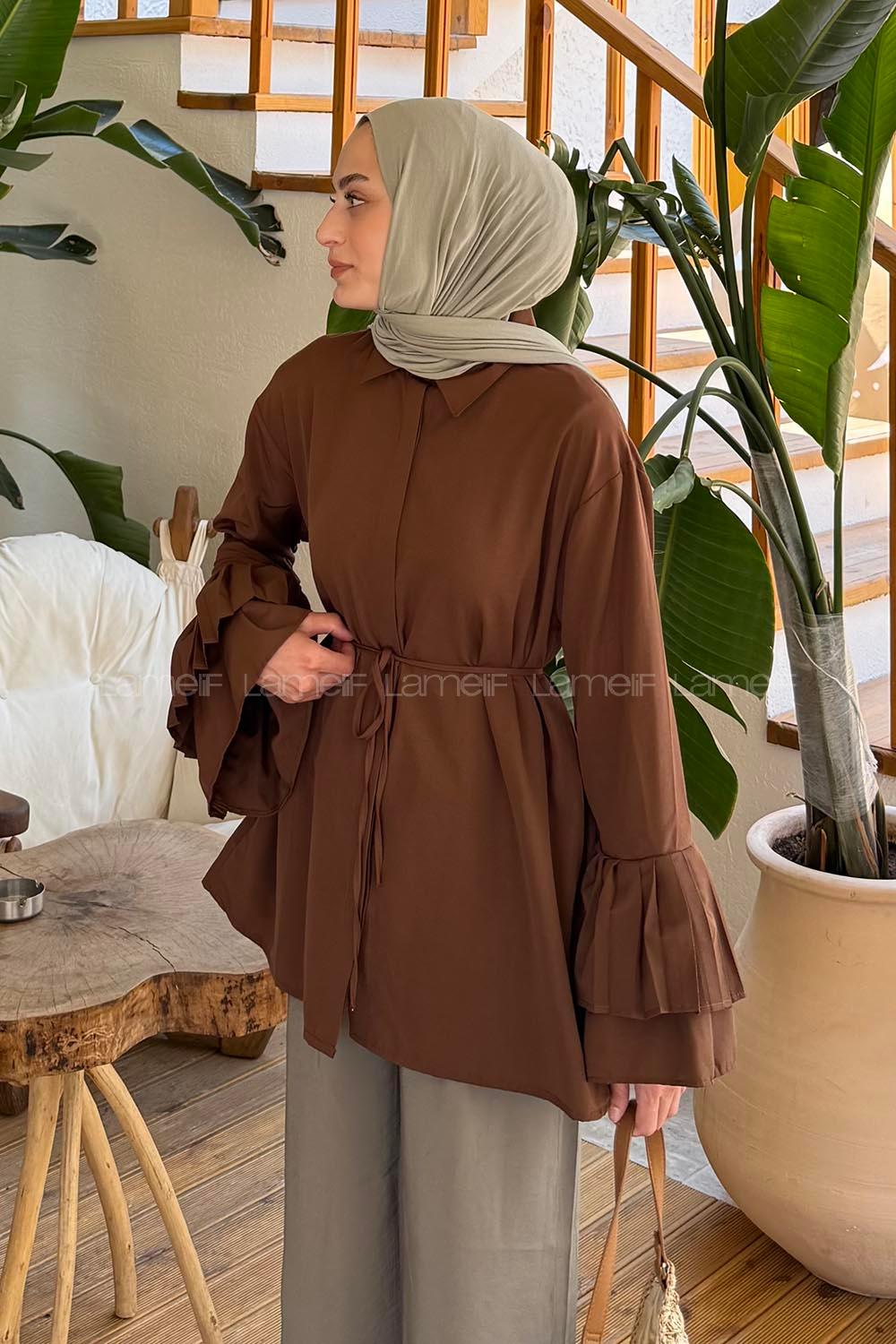 Bitter Brown Shirt Collar Long Arm Cotton Shirt