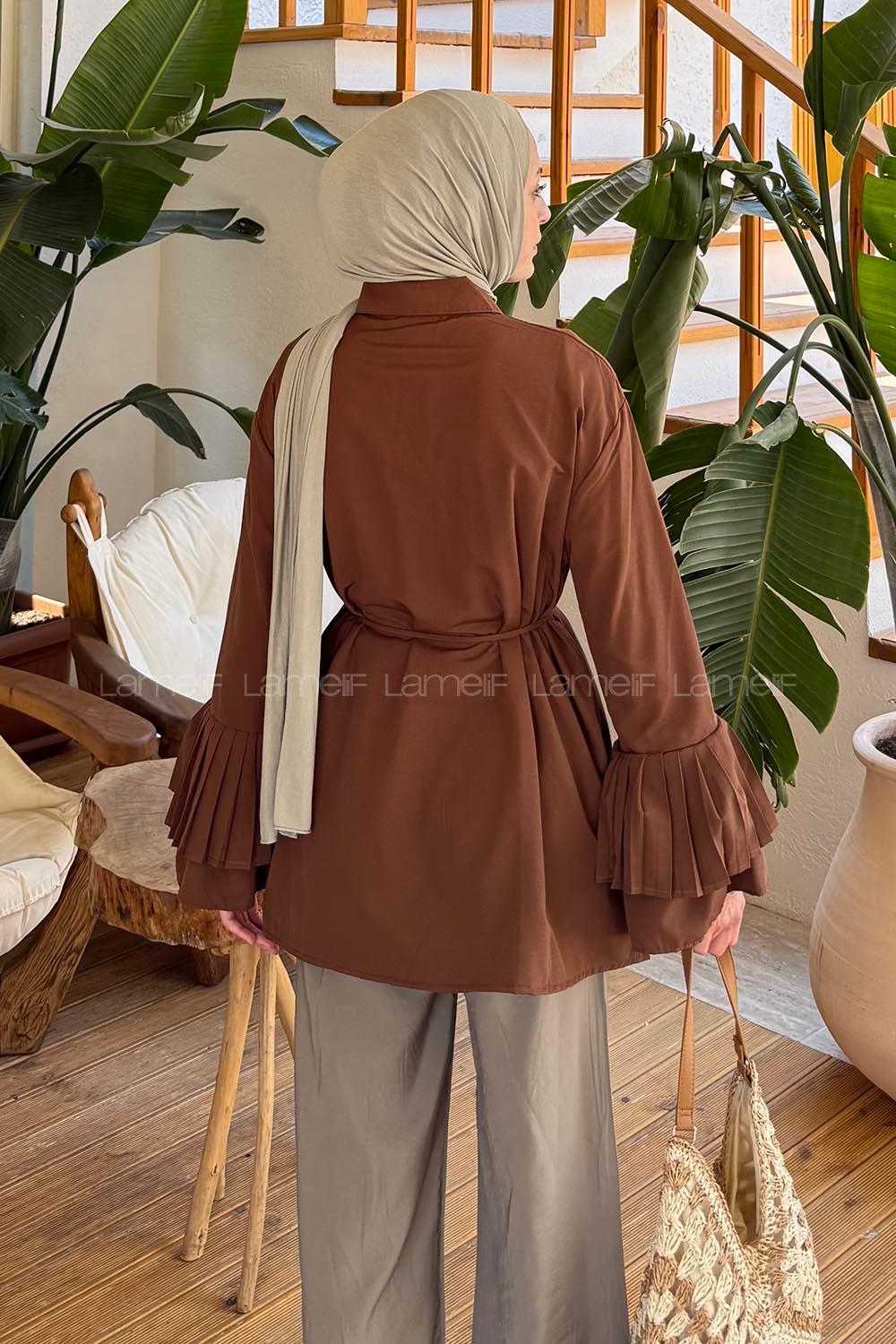 Bitter Brown Shirt Collar Long Arm Cotton Shirt