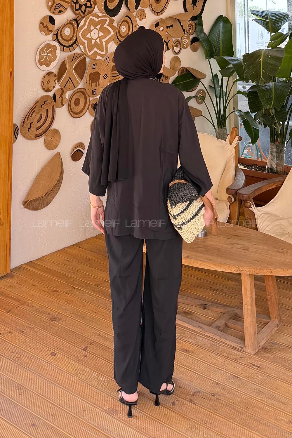 Lamelif Tek Düğmeli Tensel Takım  Siyah