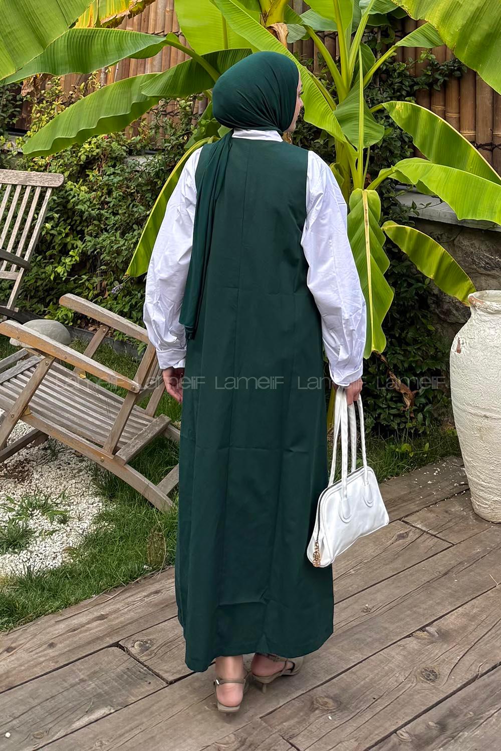 Lamelif V Yaka Tesettür Jile Zümrüt