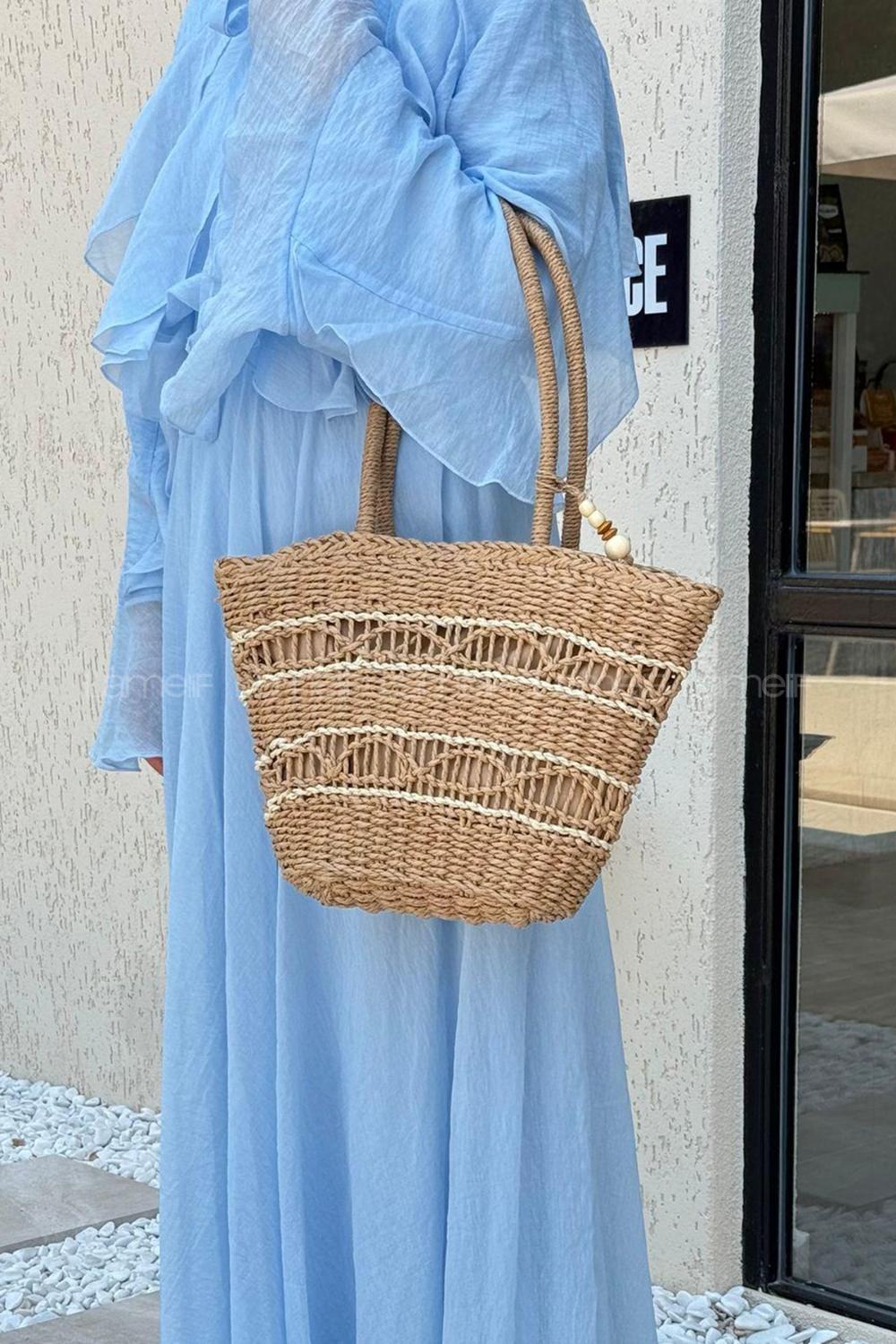 Lamelif Hasır Çanta Plaj  Kadın Çantası