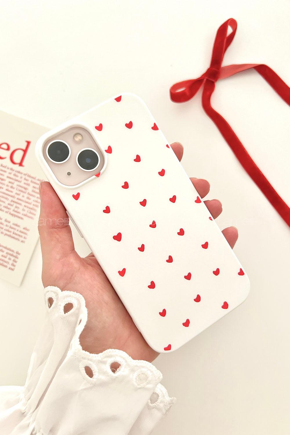 Lamelif  ıPhone 13-14 Minik Kalp Baskılı Telefon Kılıfı