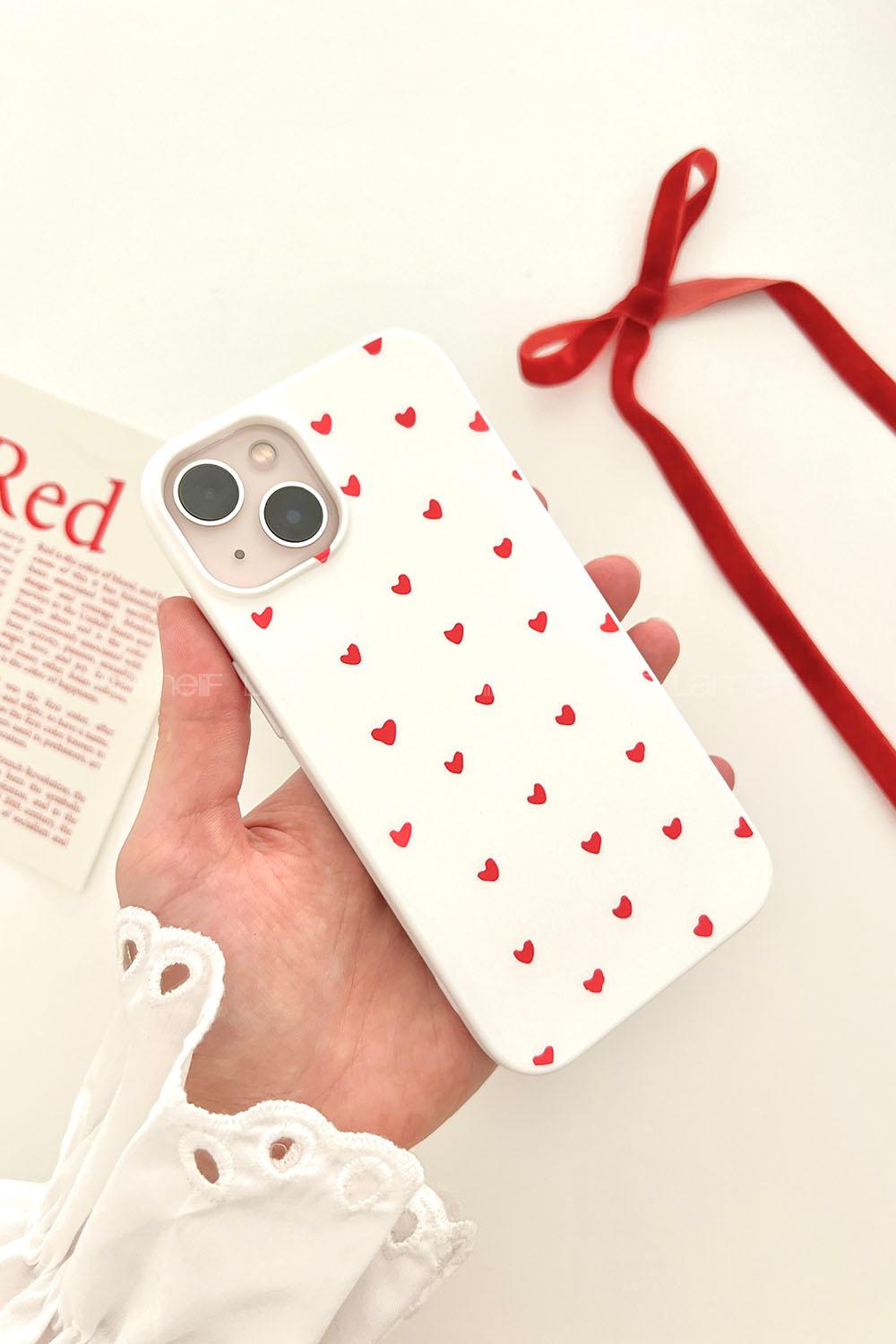 Lamelif  ıPhone 13-14 Minik Kalp Baskılı Telefon Kılıfı