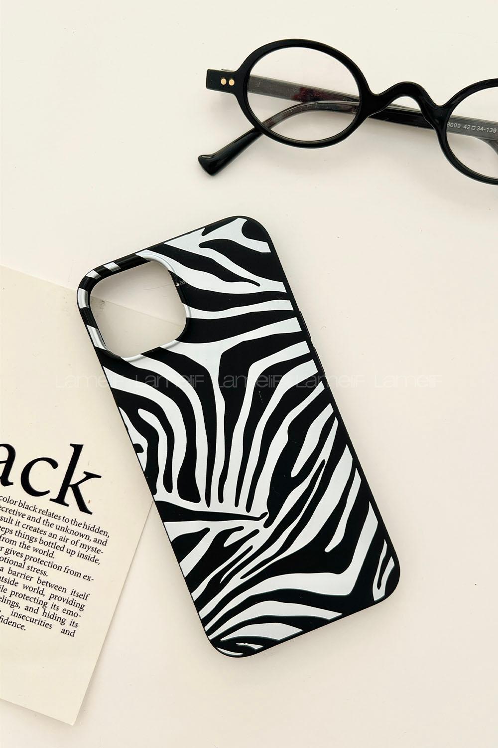 Lamelif  ıPhone 13-14 Zebra Desen Telefon Kılıfı