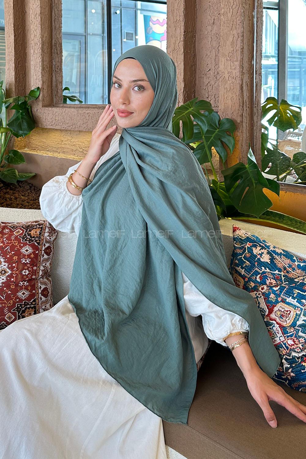 Lamelif Comfort Pamuk Şal Koyu Çağla Yeşili