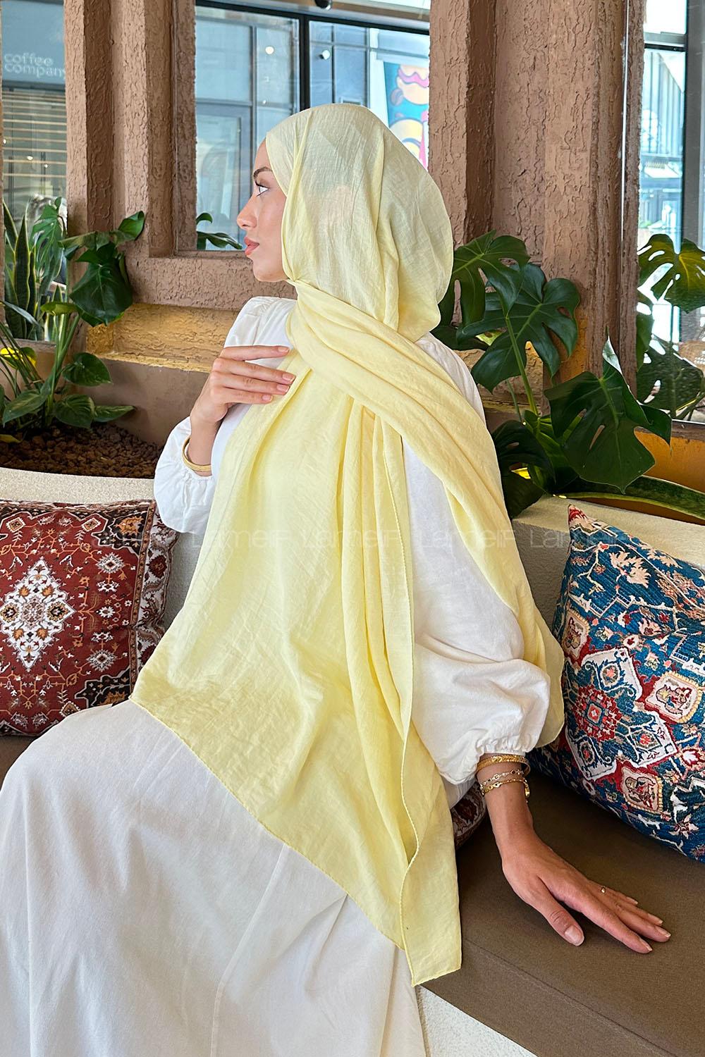 Lamelif Comfort Pamuk Şal Sarı