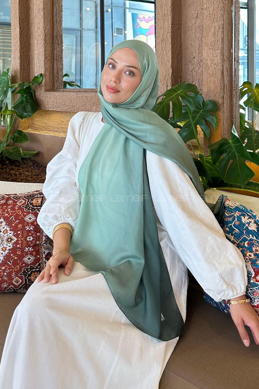 Lamelif Degrade Desen Soft Şal Yeşil