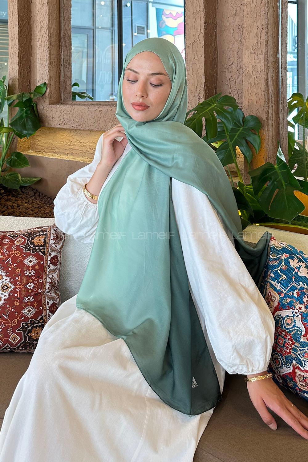 Lamelif Degrade Desen Soft Şal Yeşil