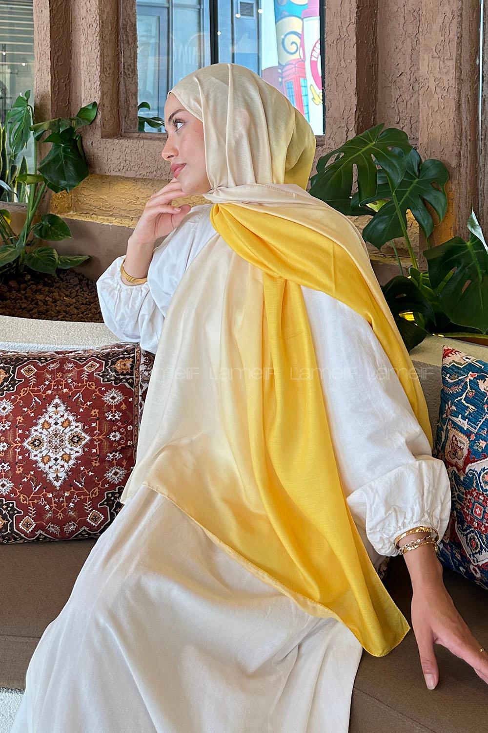 Lamelif Degrade Desen Soft Şal Sarı