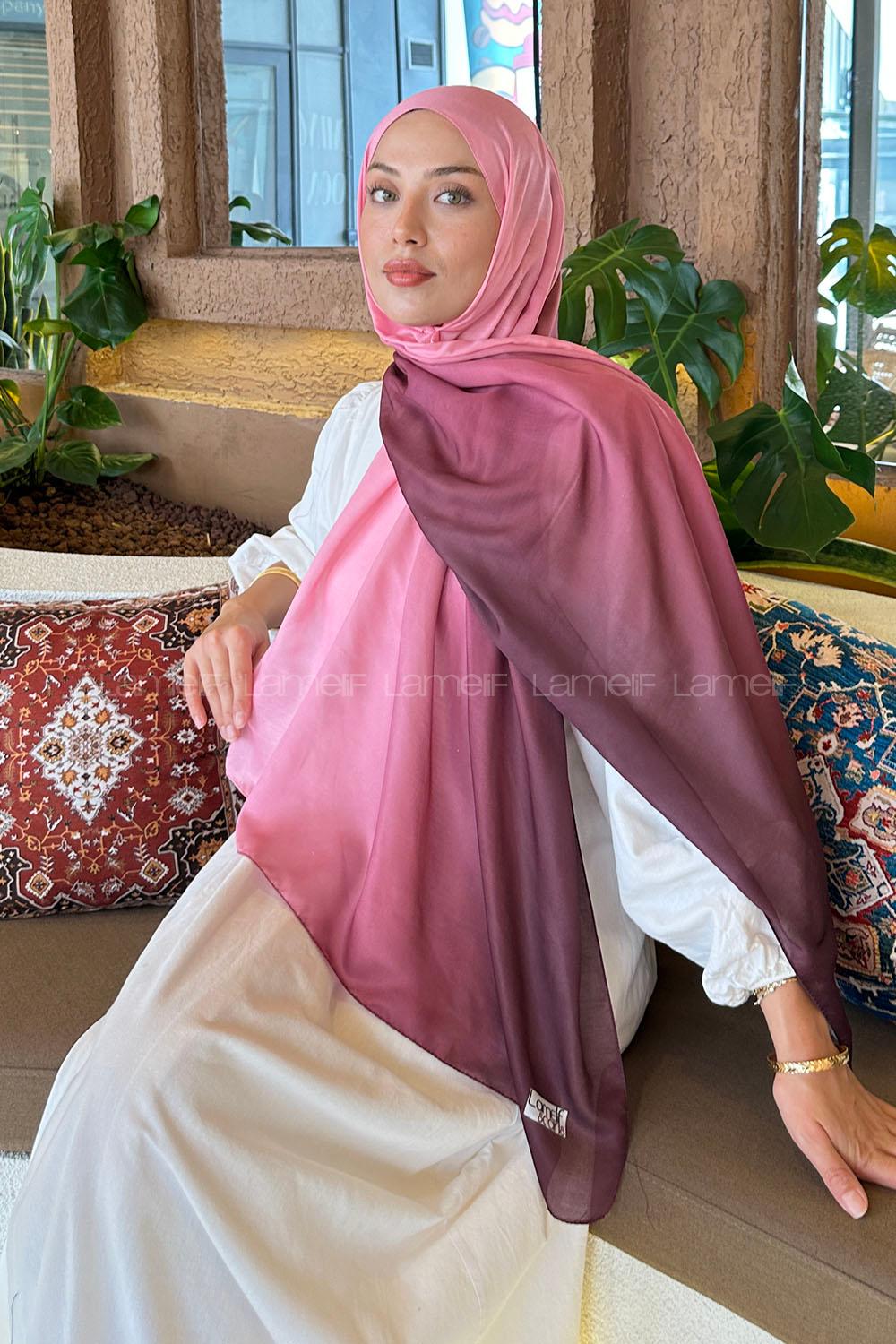 Candy Pink Cotton Striped Shawl