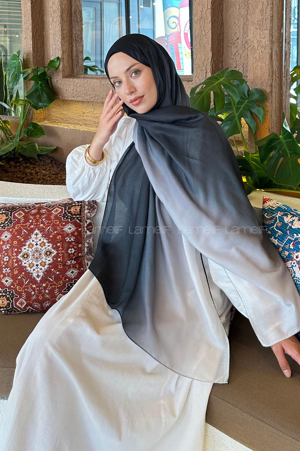 Black White Cotton Striped Shawl