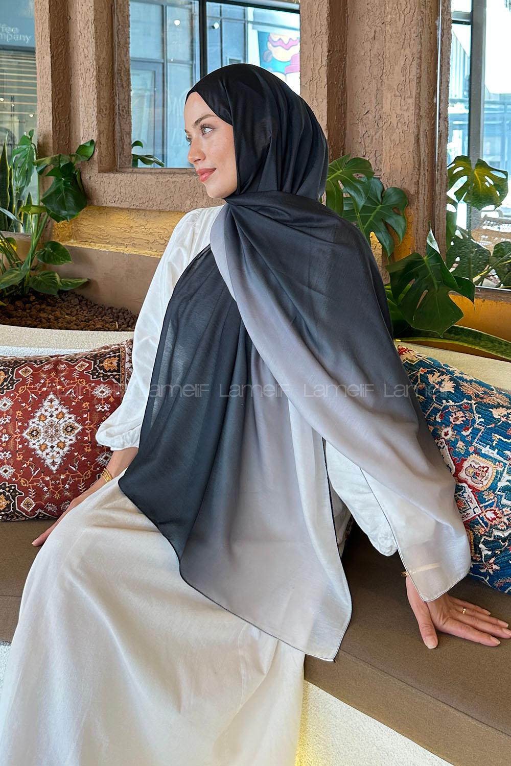 Black White Cotton Striped Shawl