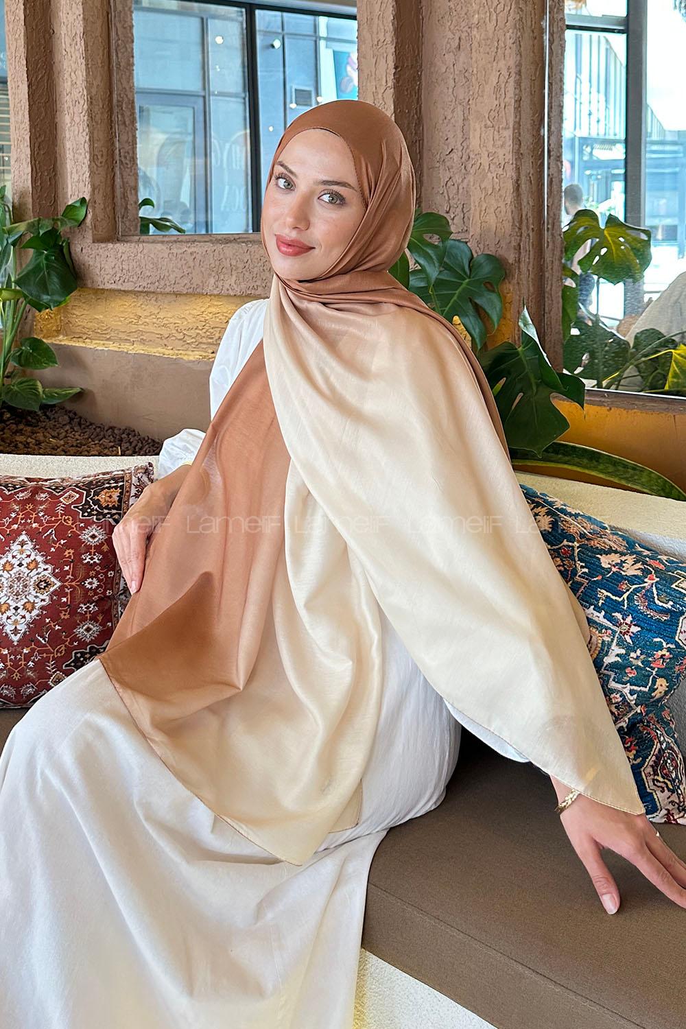 Lamelif Degrade Desen Soft Şal Sütlü Kahve Bej
