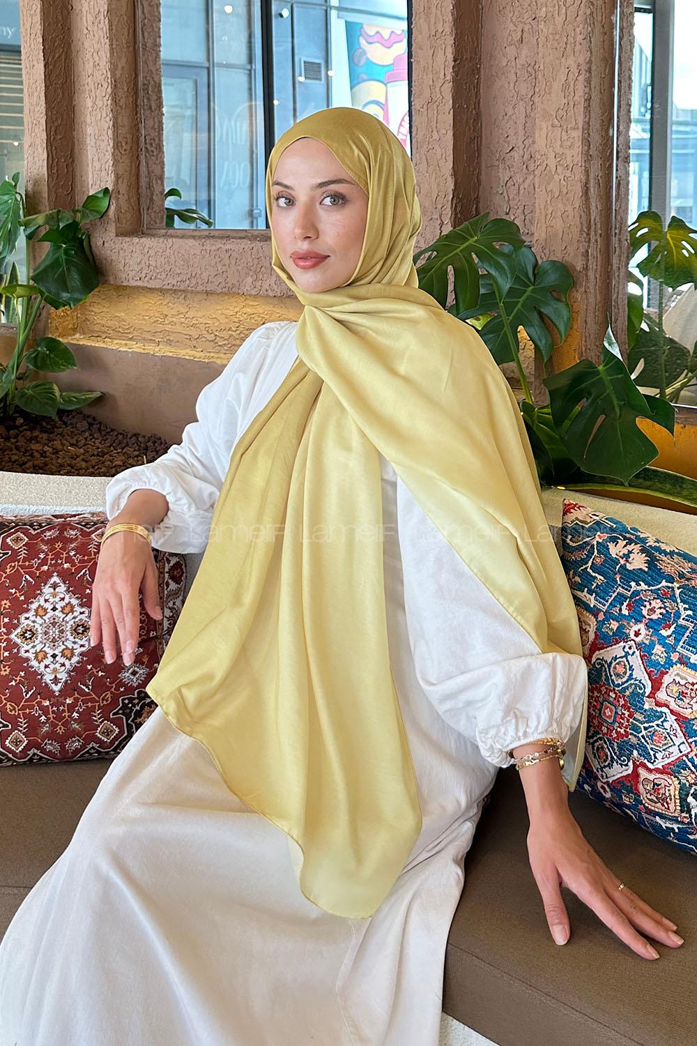 Lamelif Degrade Desen Soft Şal Yağ Yeşili