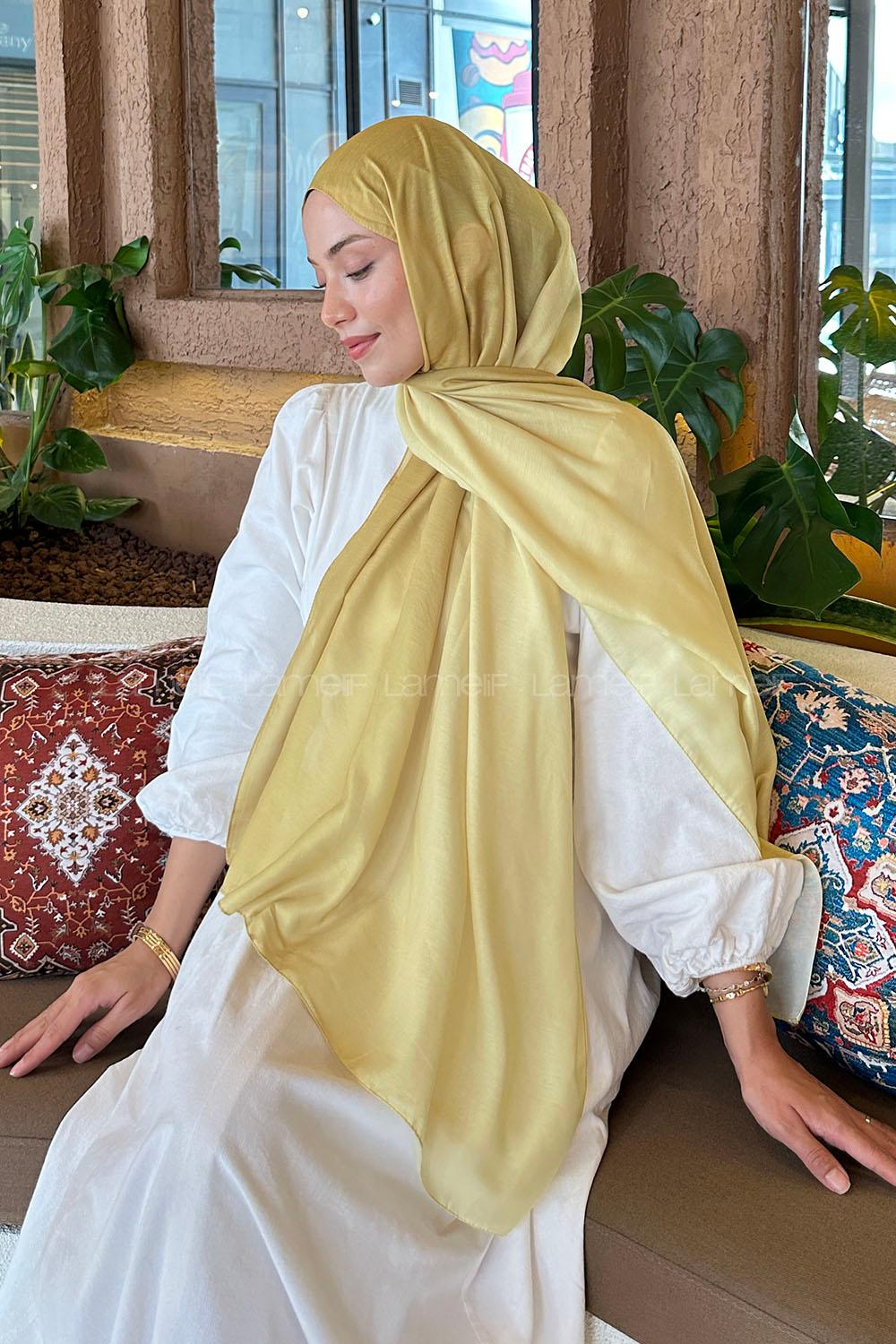 Lamelif Degrade Desen Soft Şal Yağ Yeşili