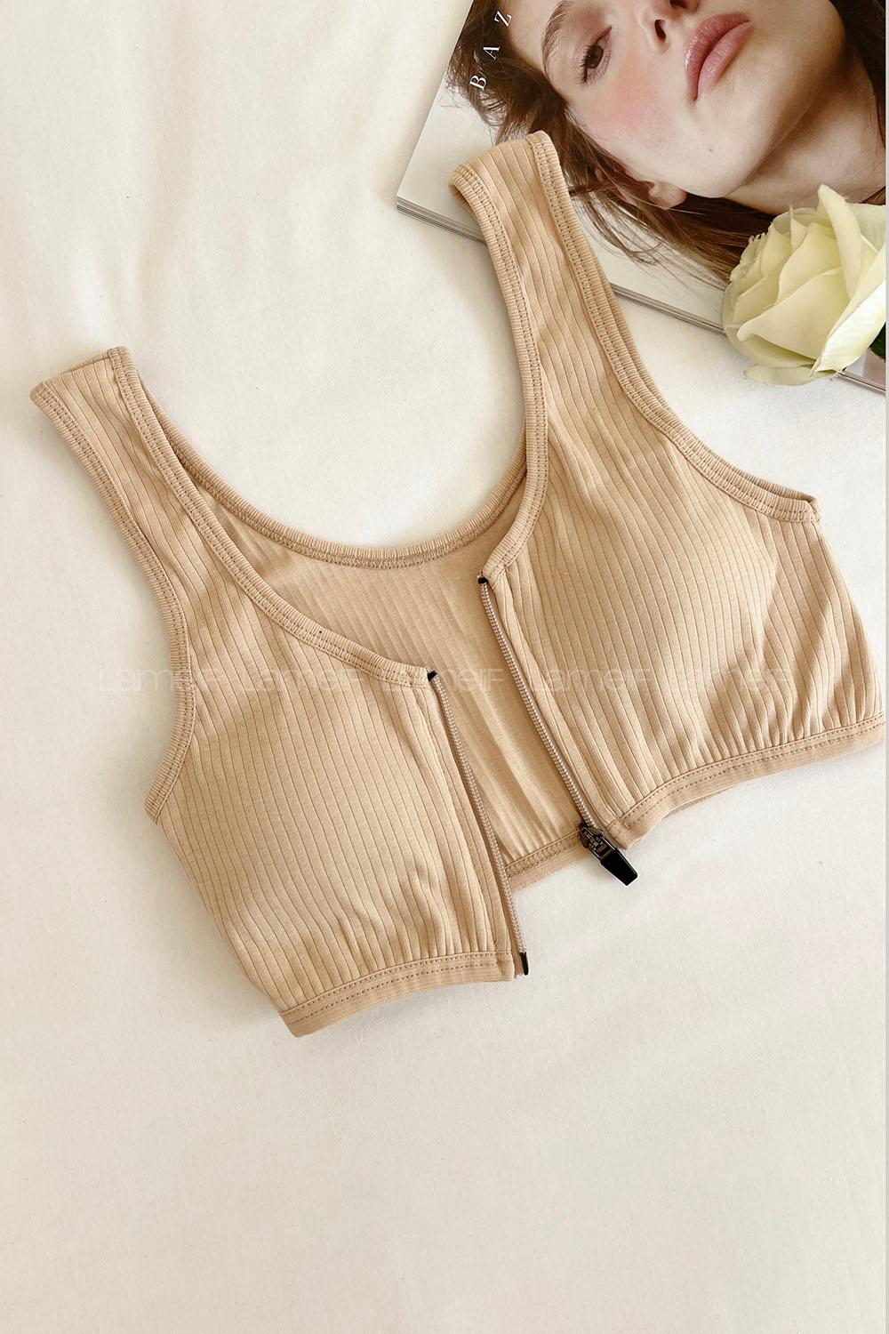 Lamelif Askılı Pedli Fermuarlı Sporcu Sütyen