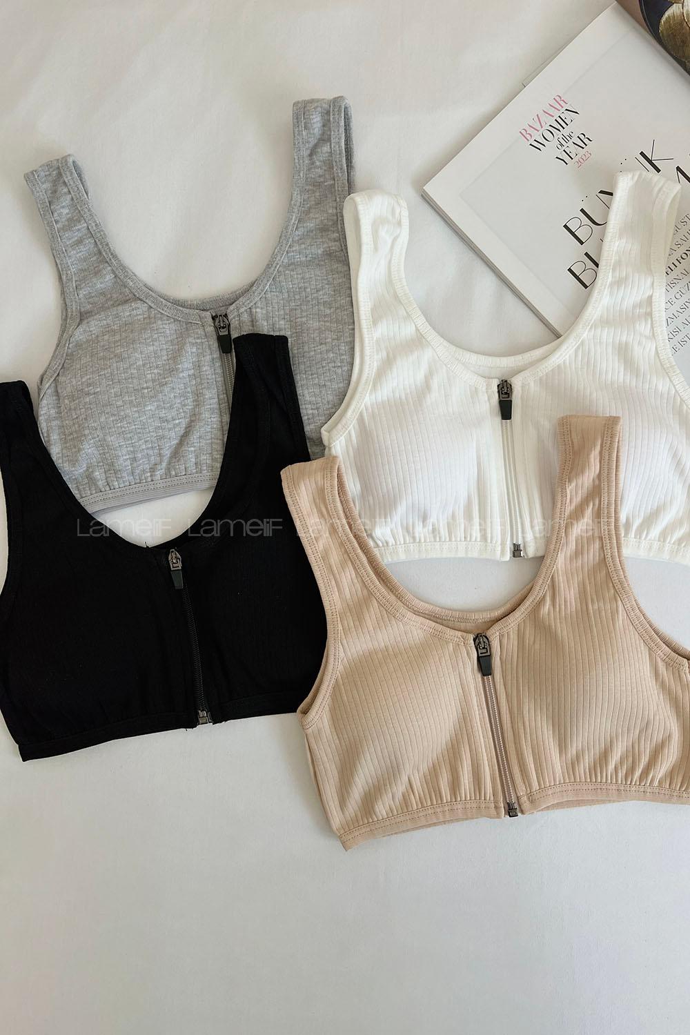 Lamelif Askılı Pedli Fermuarlı Sporcu Sütyen