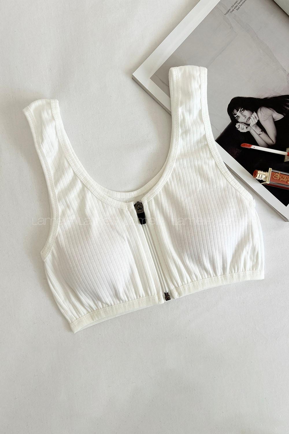 Lamelif Askılı Pedli Fermuarlı Sporcu Sütyen