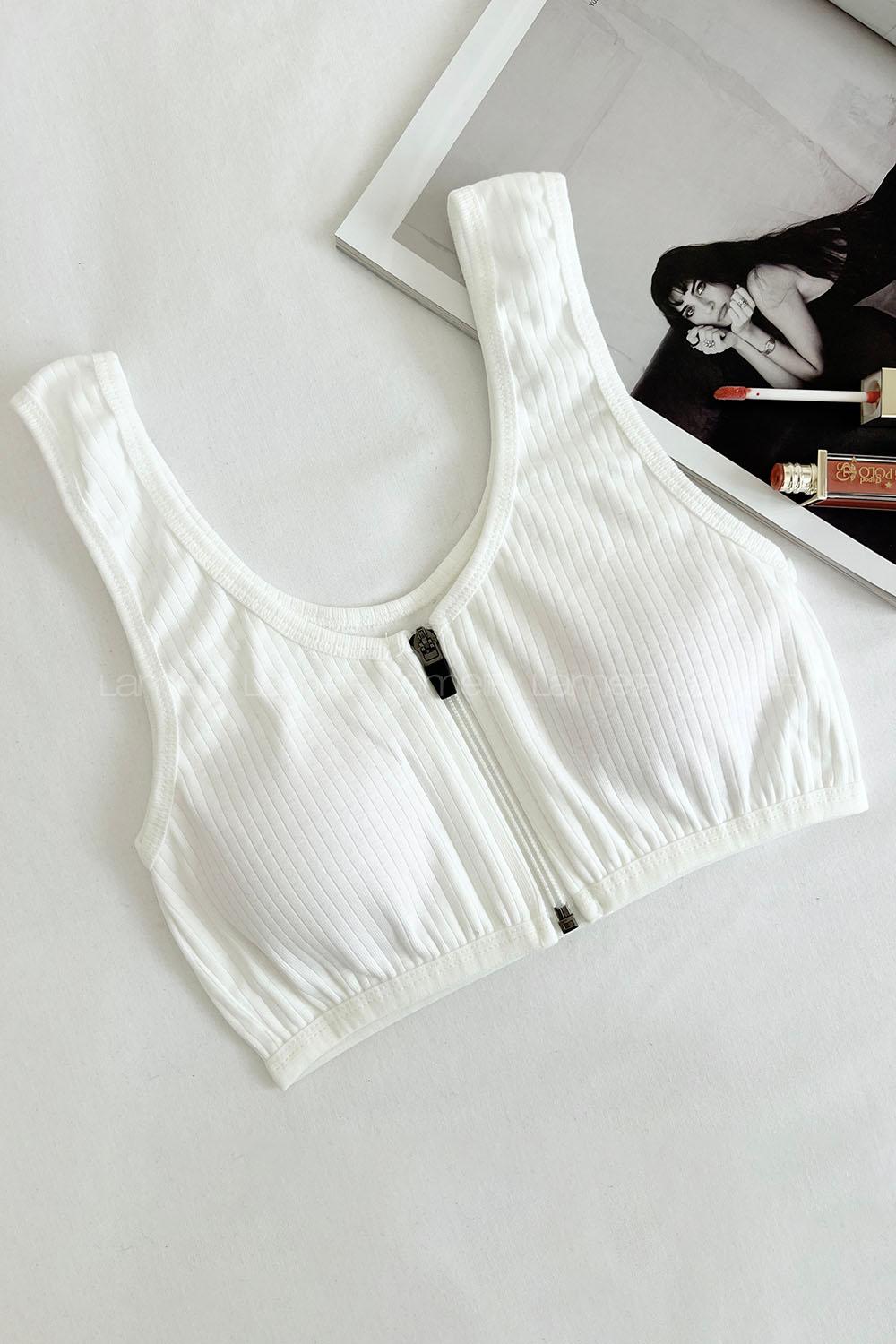 Lamelif Askılı Pedli Fermuarlı Sporcu Sütyen