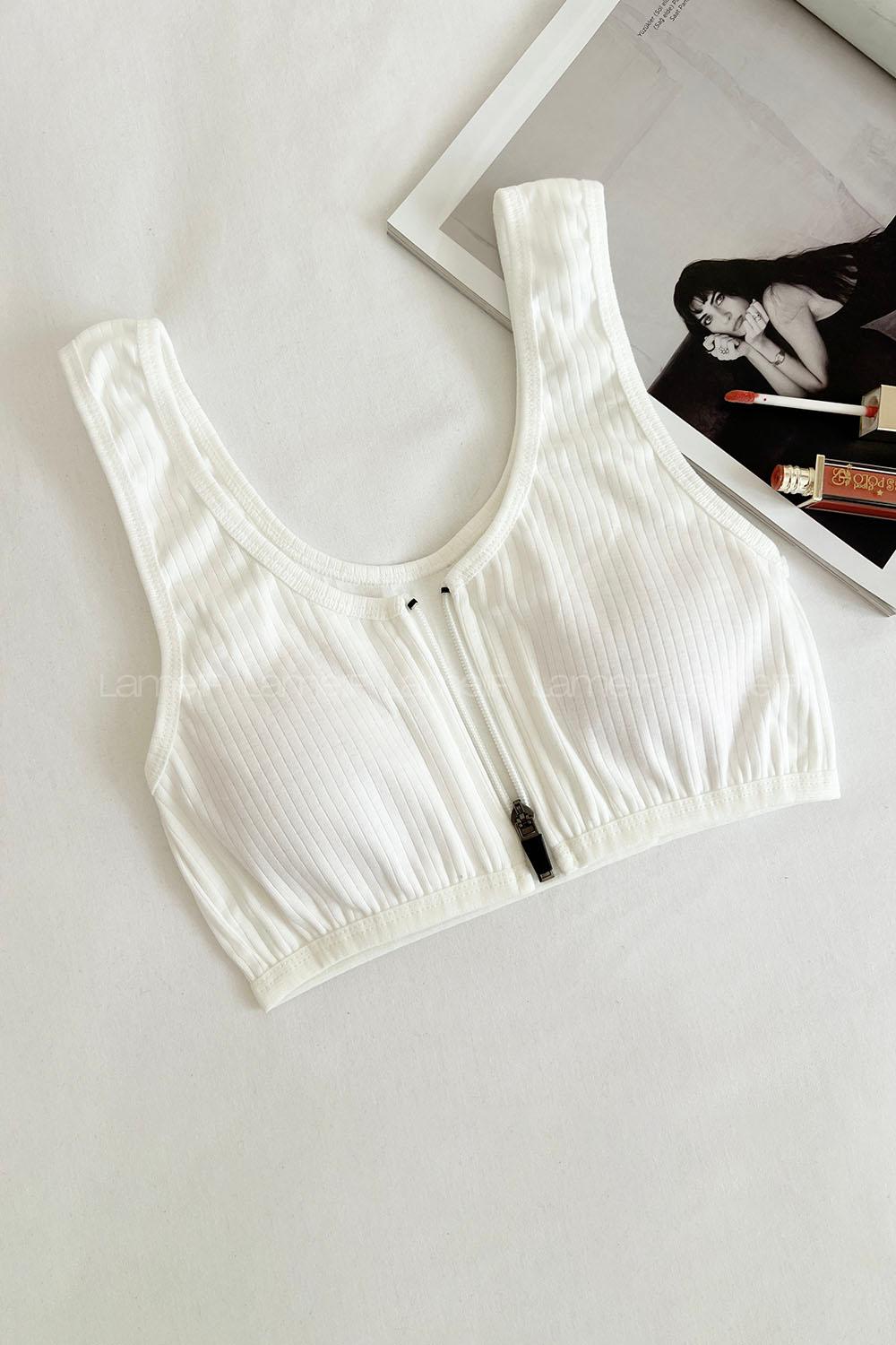 Lamelif Askılı Pedli Fermuarlı Sporcu Sütyen