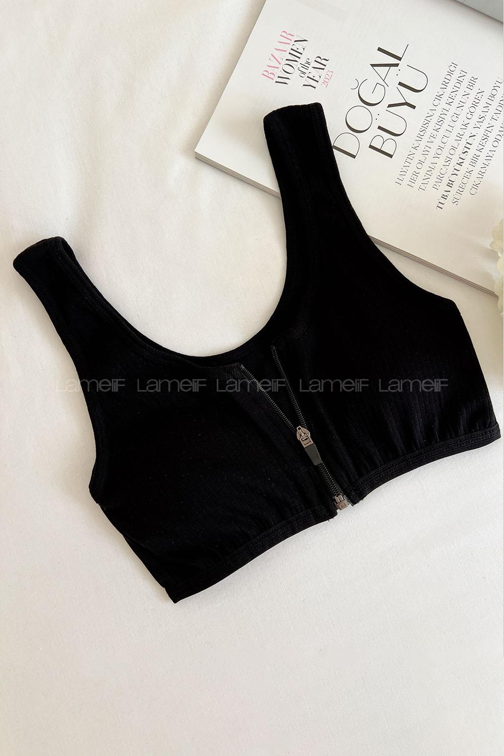 Lamelif Askılı Pedli Fermuarlı Sporcu Sütyen