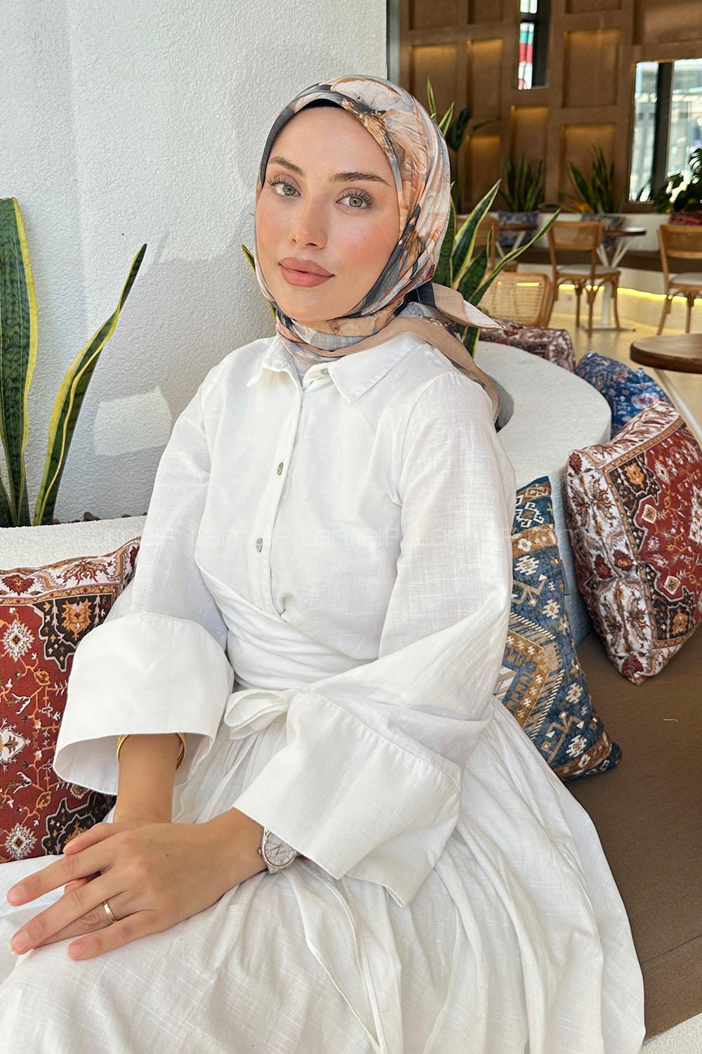 Camel Cotton Fabric Straight Scarf