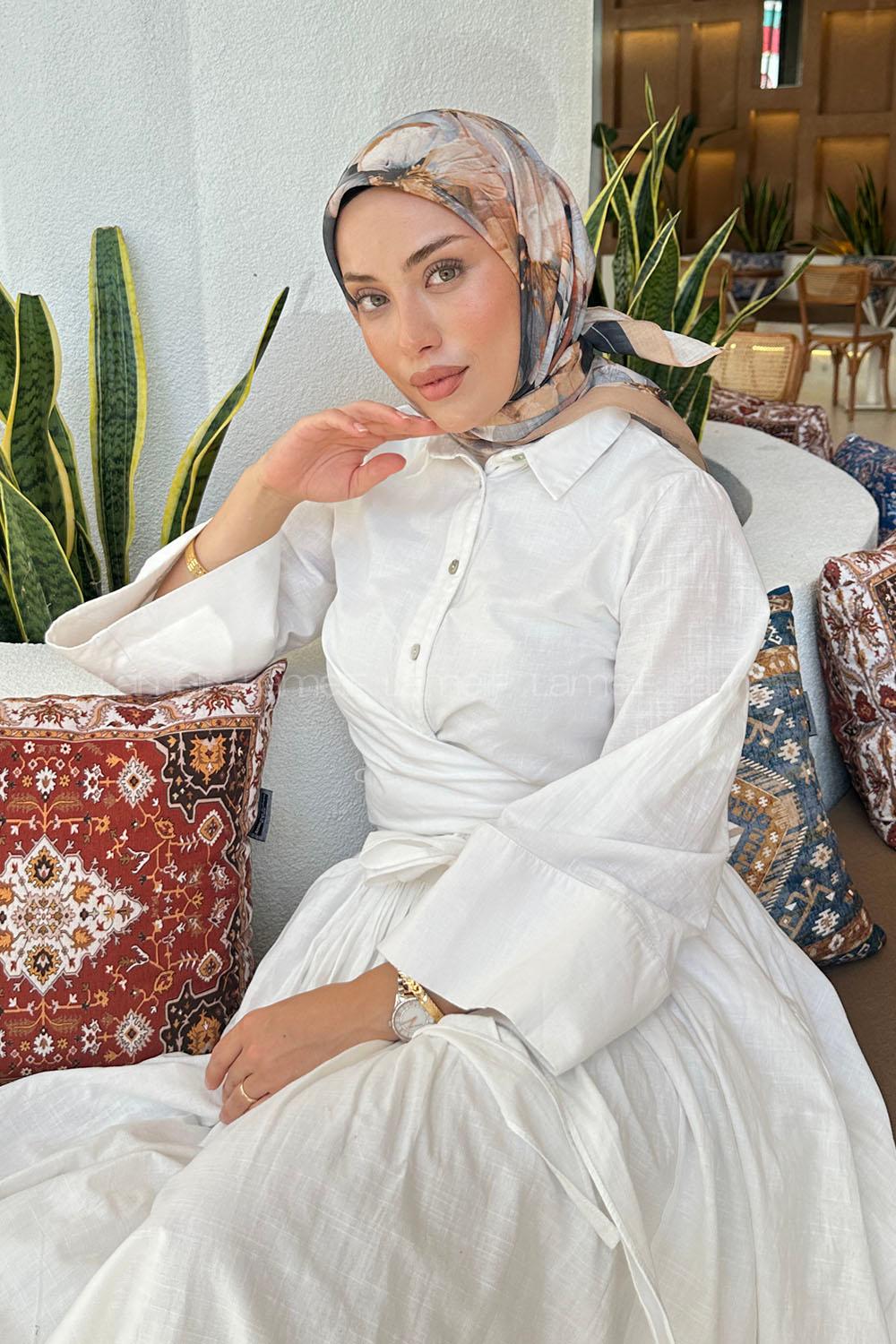 Camel Cotton Fabric Straight Scarf