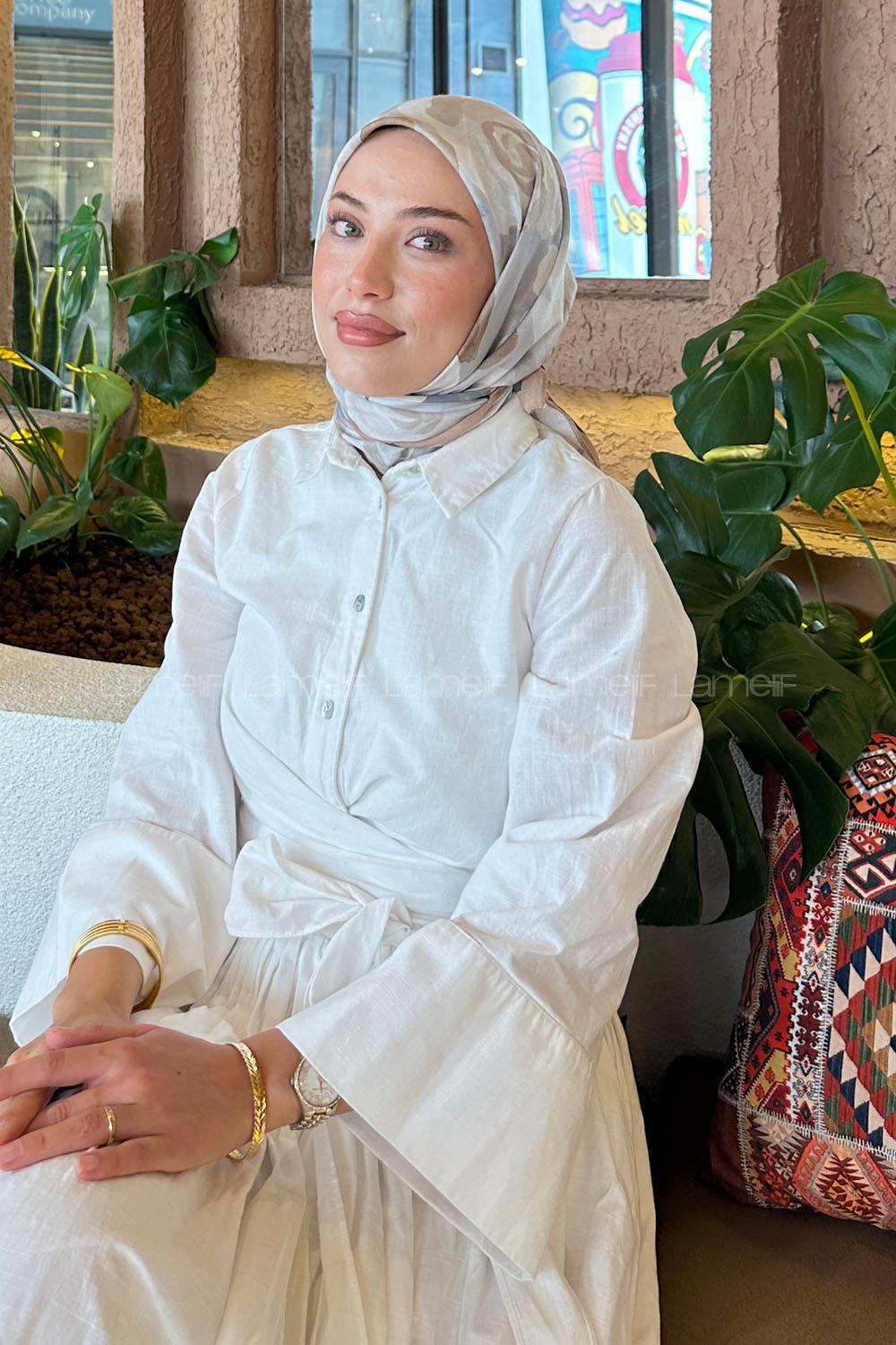 Camel Cotton Fabric Straight Scarf