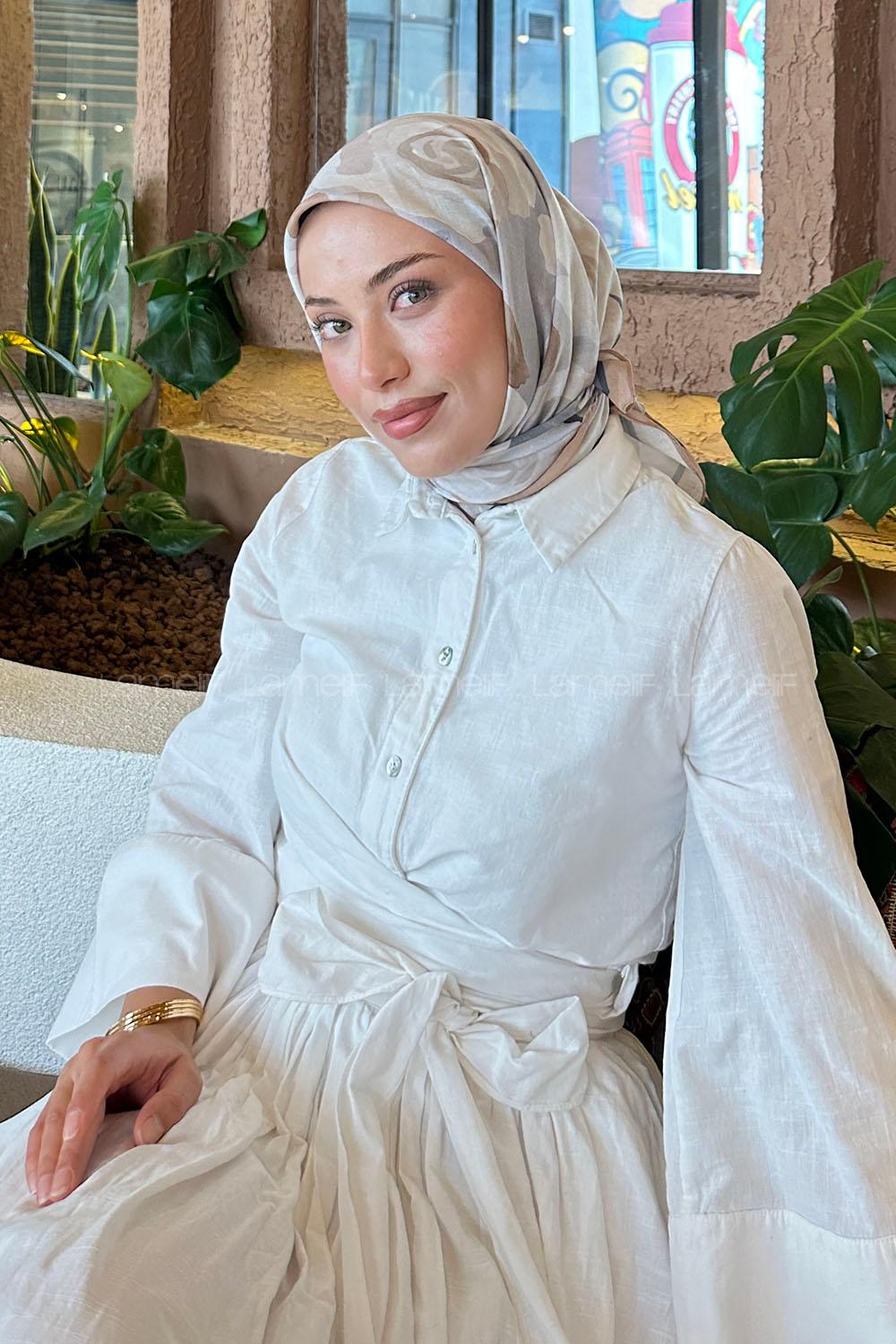 Camel Cotton Fabric Straight Scarf