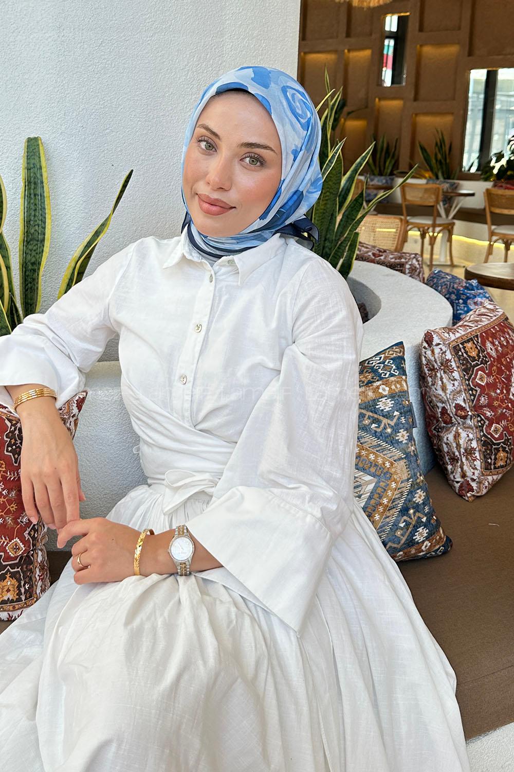 Lamelif Gül Desen Soft Eşarp Lacivet