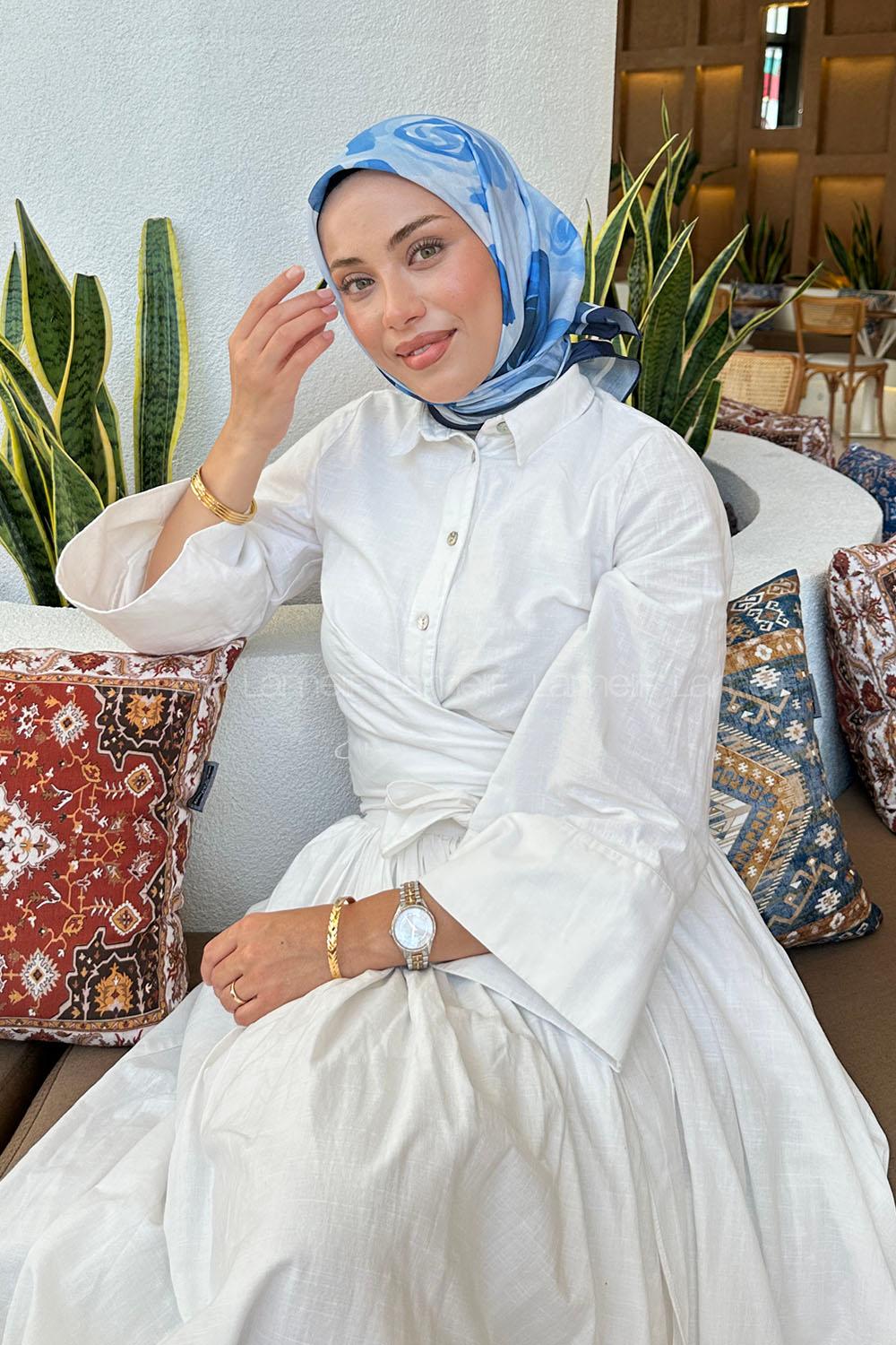 Lamelif Gül Desen Soft Eşarp Lacivet