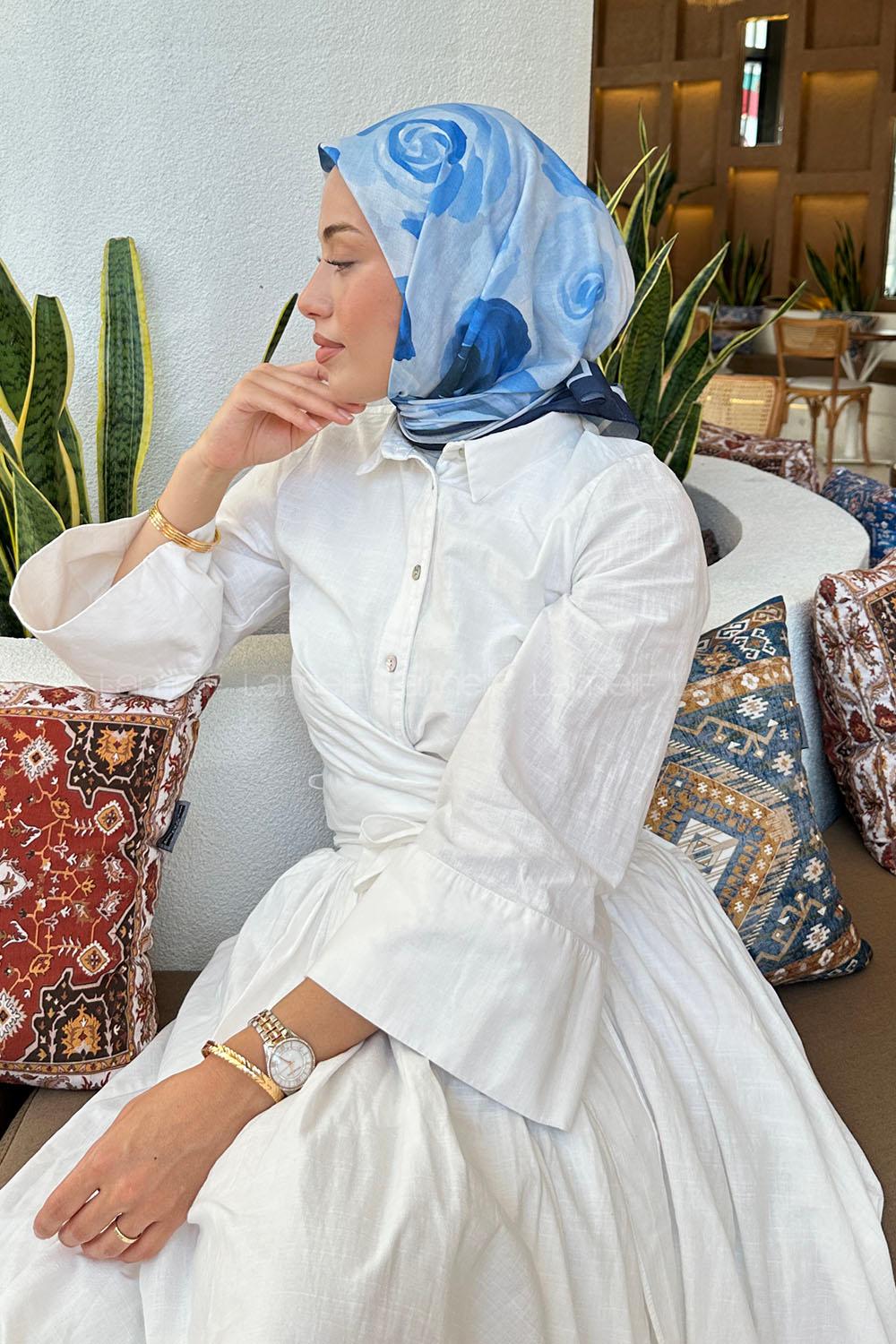 Lamelif Gül Desen Soft Eşarp Lacivet