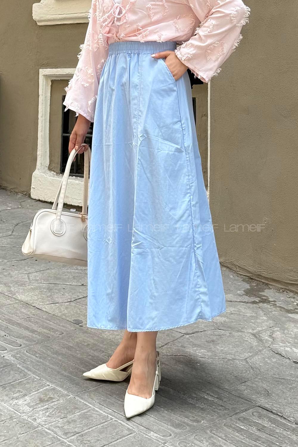 Lamelif Kloş Tesettür Etek Bebe Mavisi