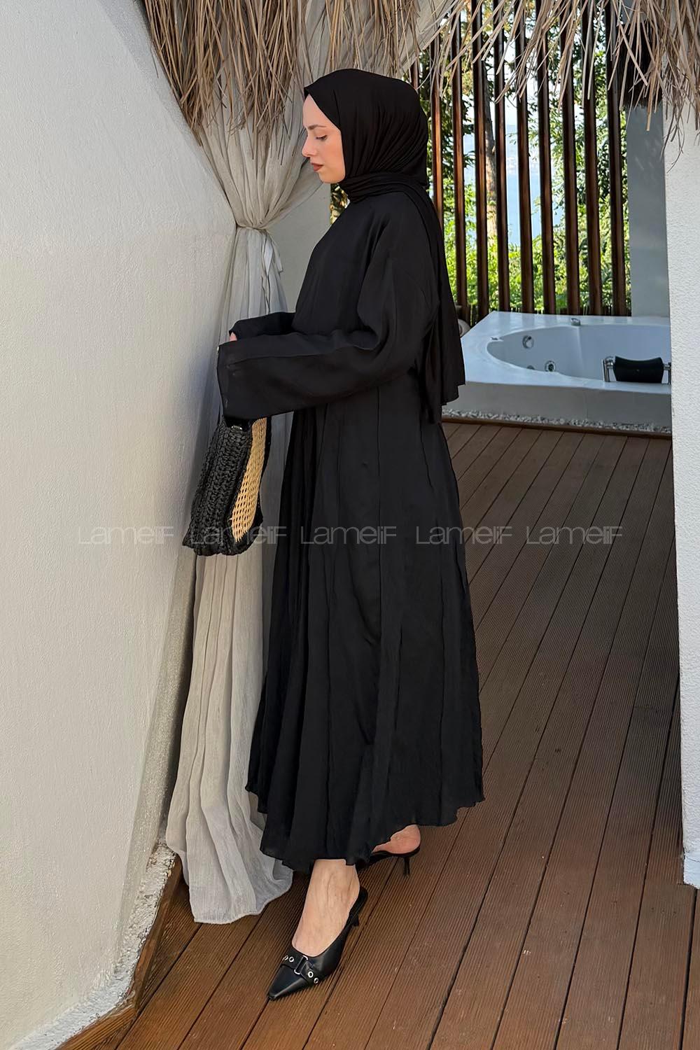 Lamelif Etek-Bluz İkili Tesettür Takım Siyah