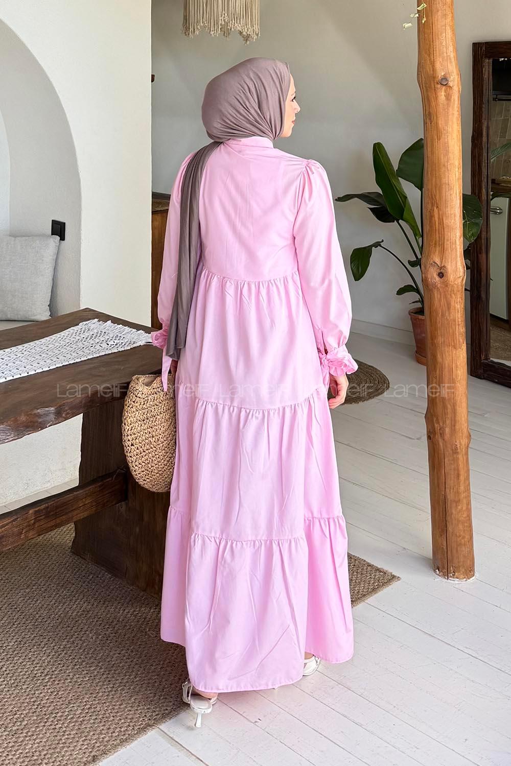 Pink Neckband Cotton Dresess