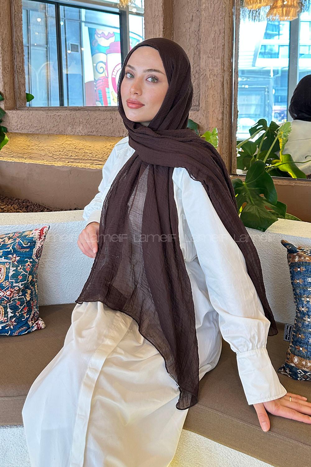 Bitter Brown Cotton Fabric Straight Shawl