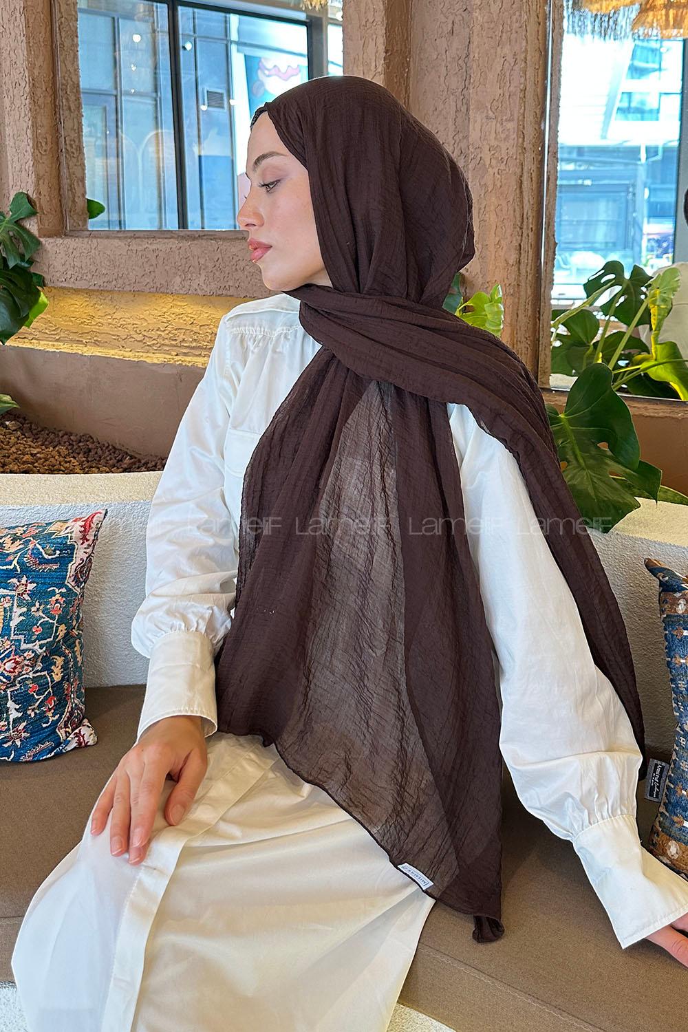Bitter Brown Cotton Fabric Straight Shawl