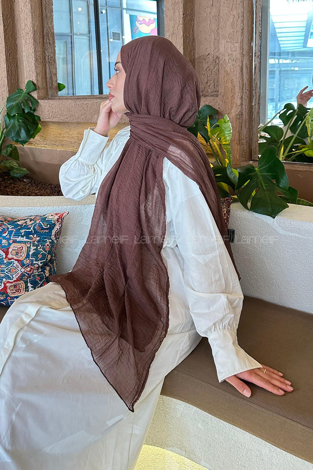 Lamelif Müslin Şal Çikolata Kahve