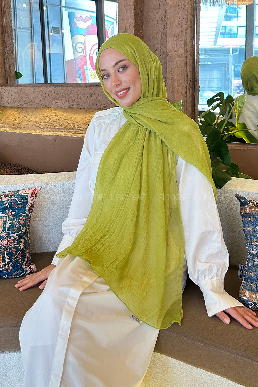Lamelif Müslin Şal Fıstık Yeşili