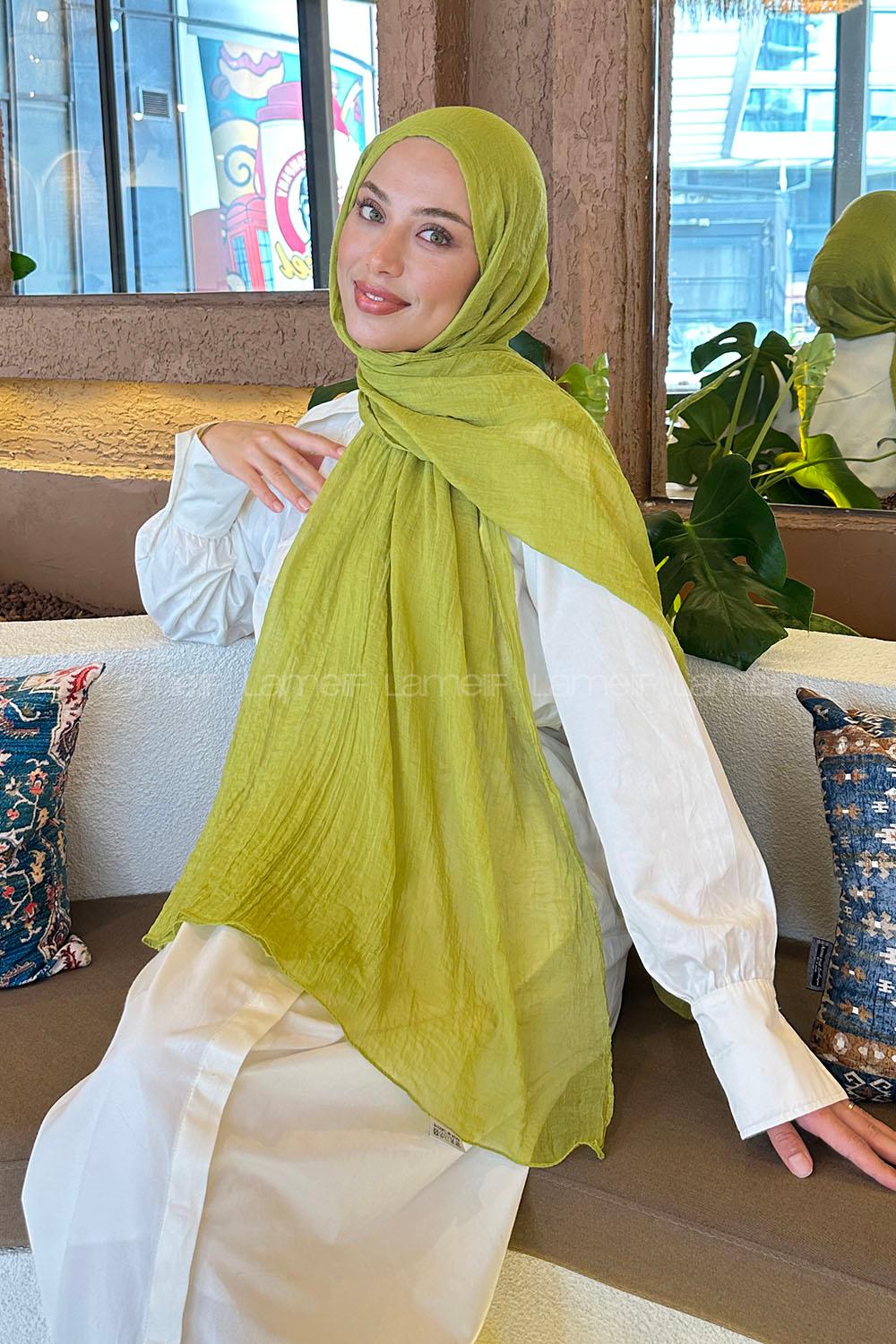 Lamelif Müslin Şal Fıstık Yeşili