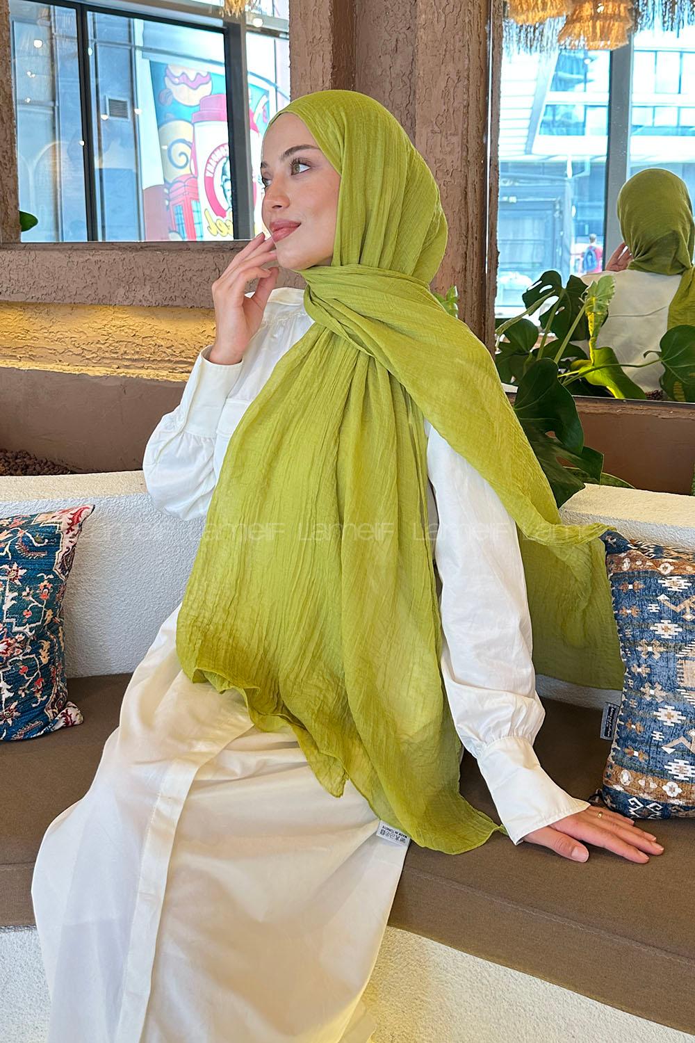 Lamelif Müslin Şal Fıstık Yeşili