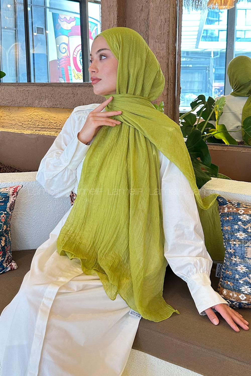 Lamelif Müslin Şal Fıstık Yeşili