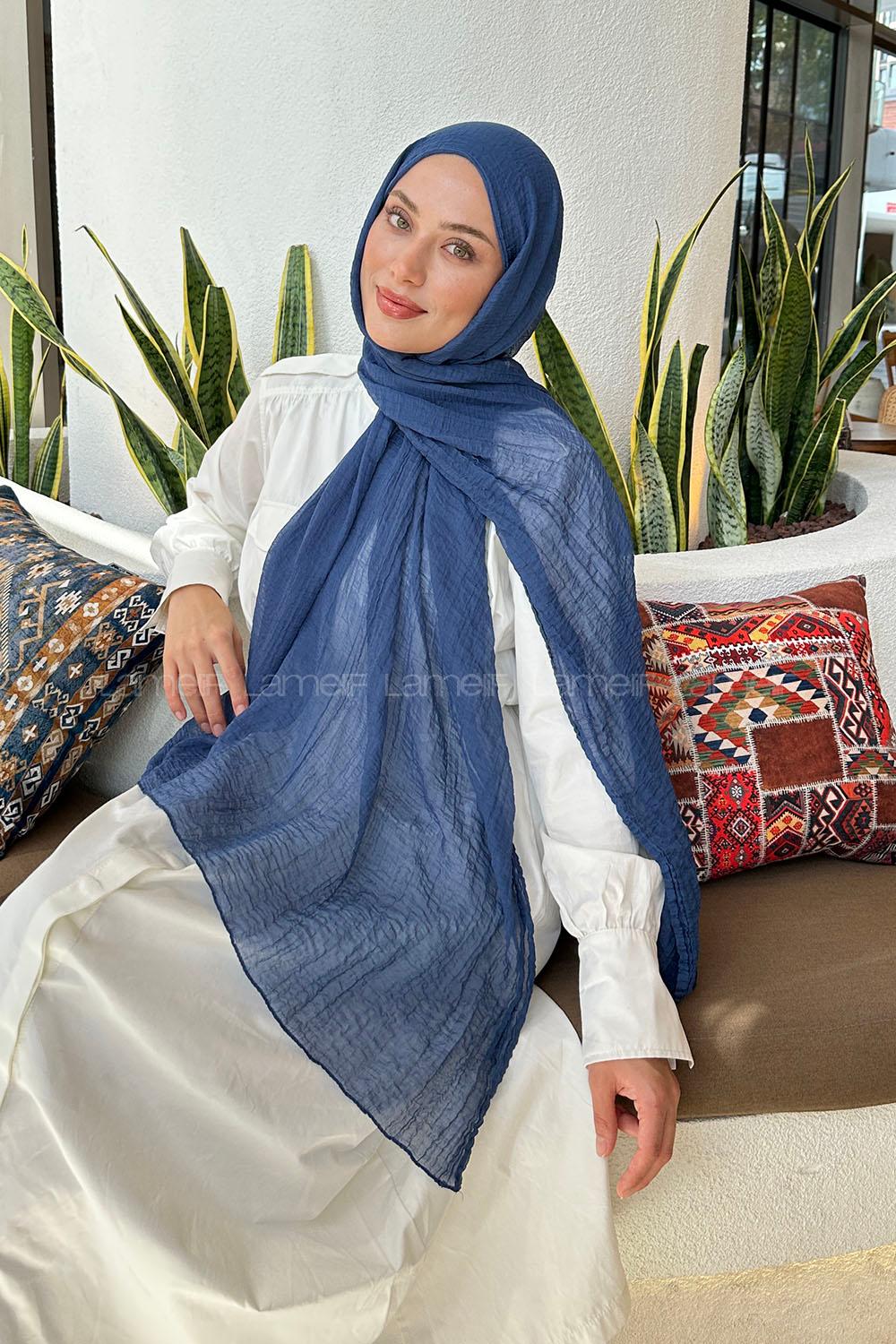 Indigo Cotton Fabric Straight Shawl