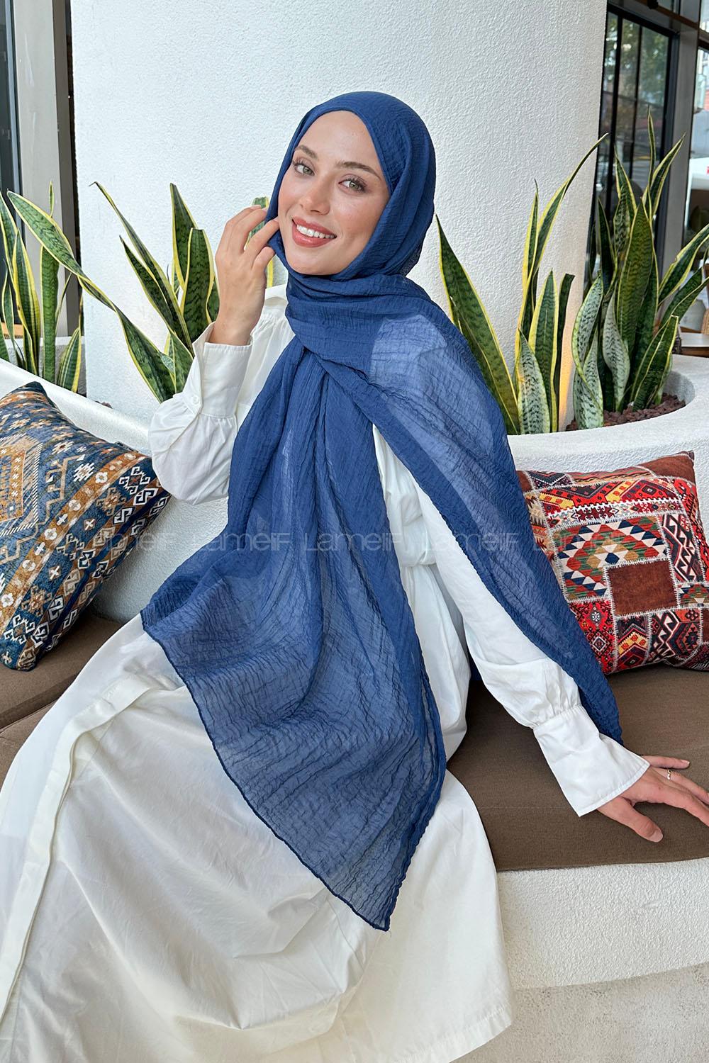 Indigo Cotton Fabric Straight Shawl